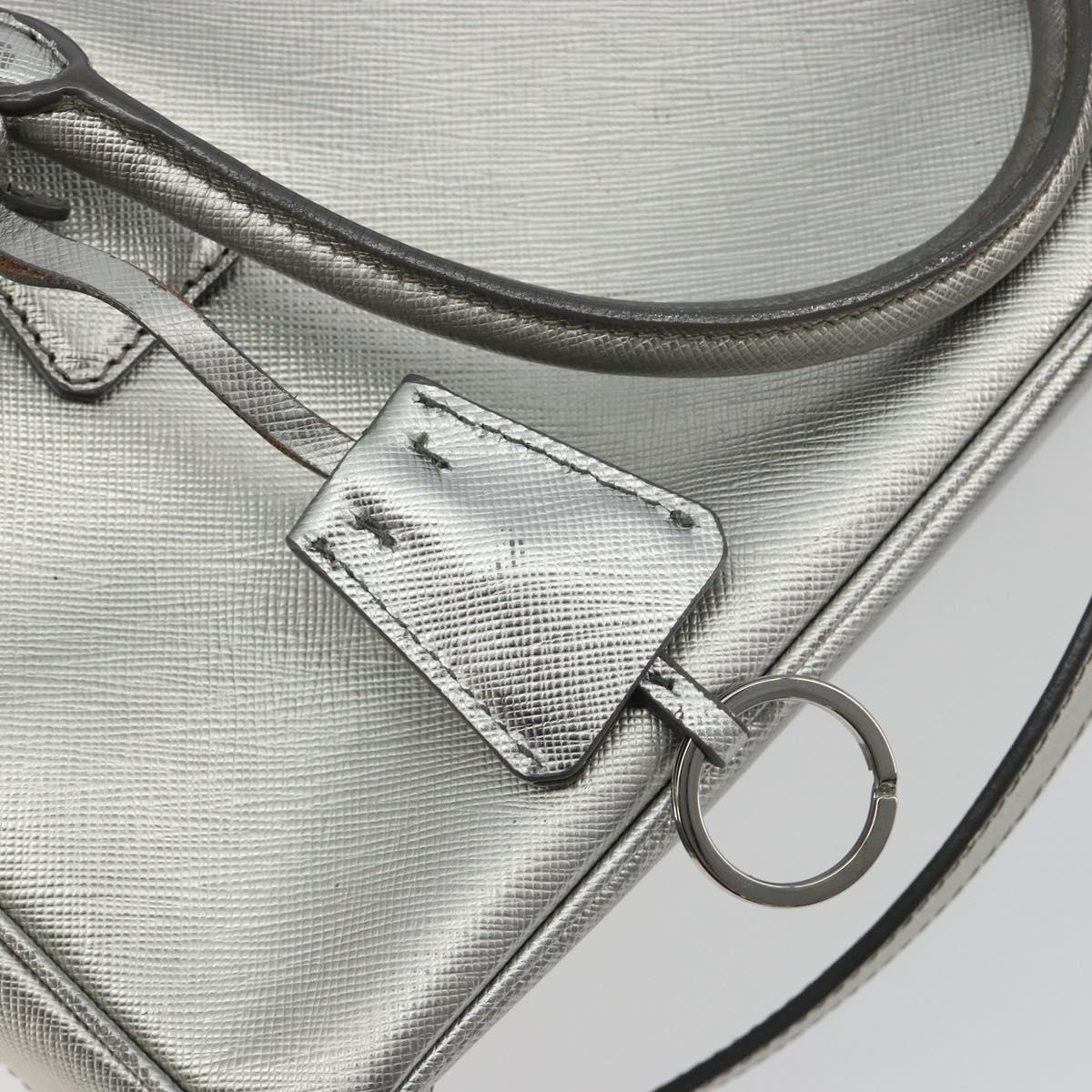 PRADA Galleria Hand Bag Safiano Leather 2way Silver Auth 190490A