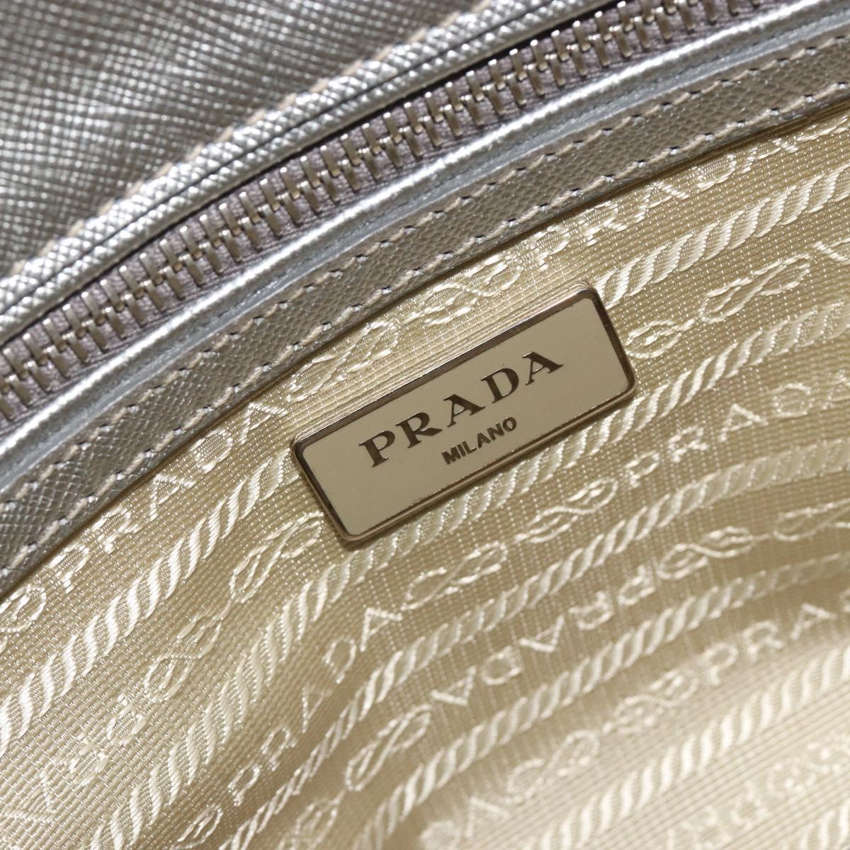 PRADA Galleria Hand Bag Safiano Leather 2way Silver Auth 190490A
