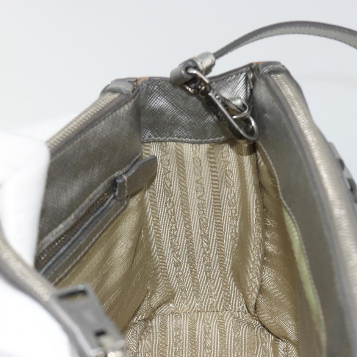 PRADA Galleria Hand Bag Safiano Leather 2way Silver Auth 190490A