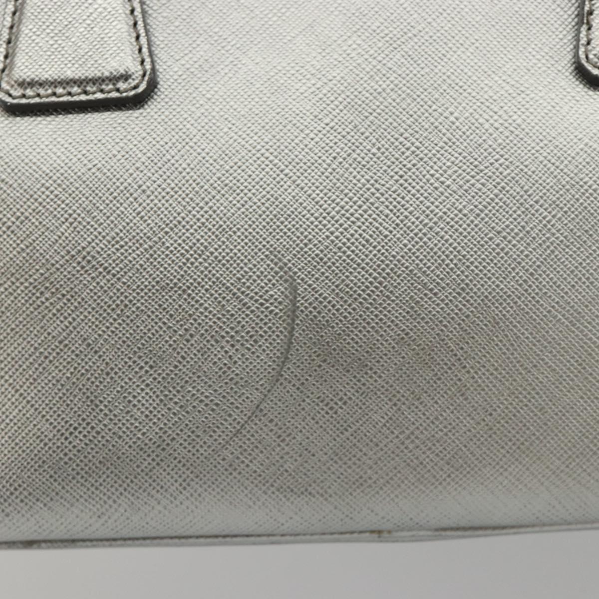 PRADA Galleria Hand Bag Safiano Leather 2way Silver Auth 190490A