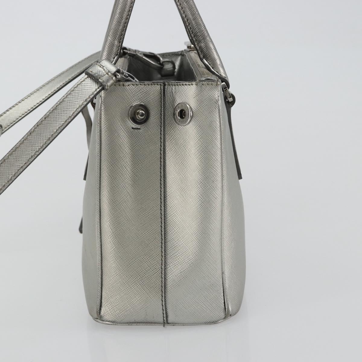 PRADA Galleria Hand Bag Safiano Leather 2way Silver Auth 190490A