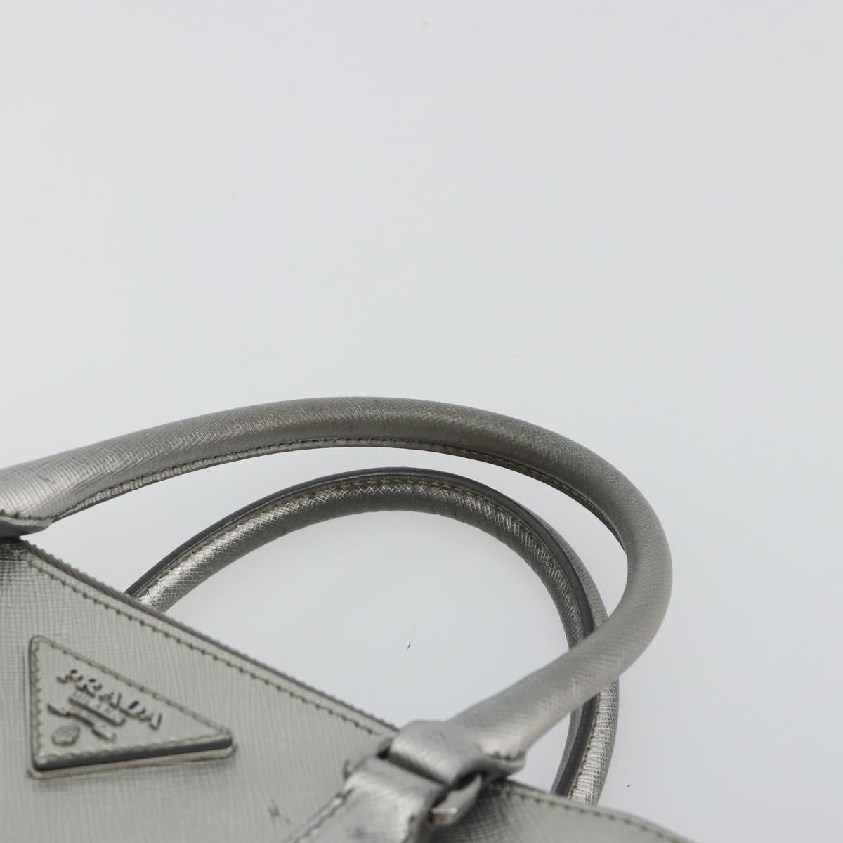 PRADA Galleria Hand Bag Safiano Leather 2way Silver Auth 190490A