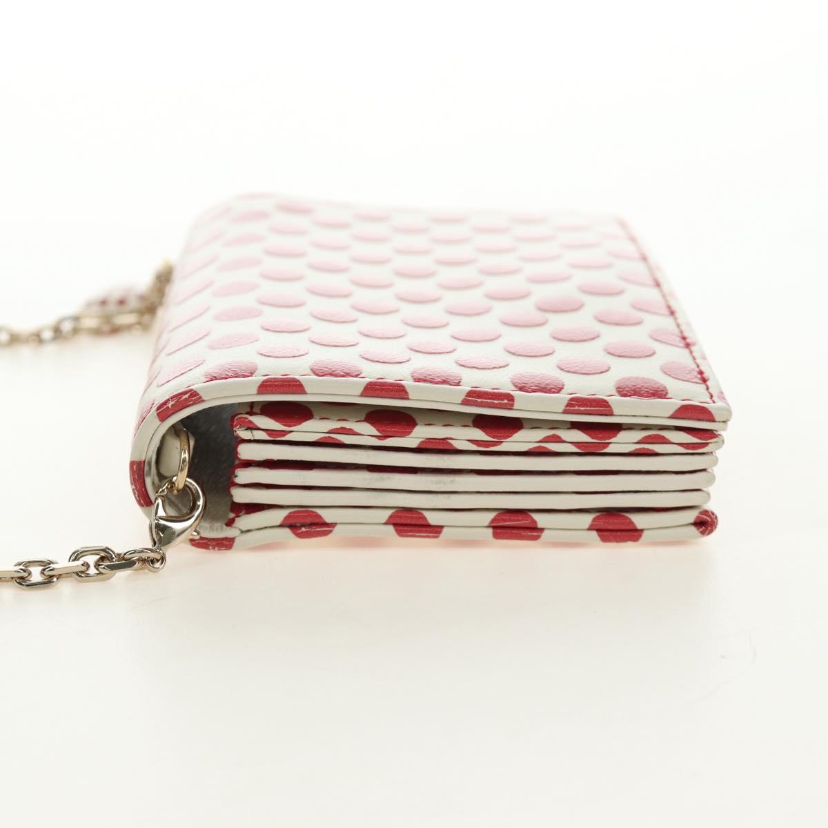 Christian Dior Chain Wallet Leather Red Gold Auth 190495M