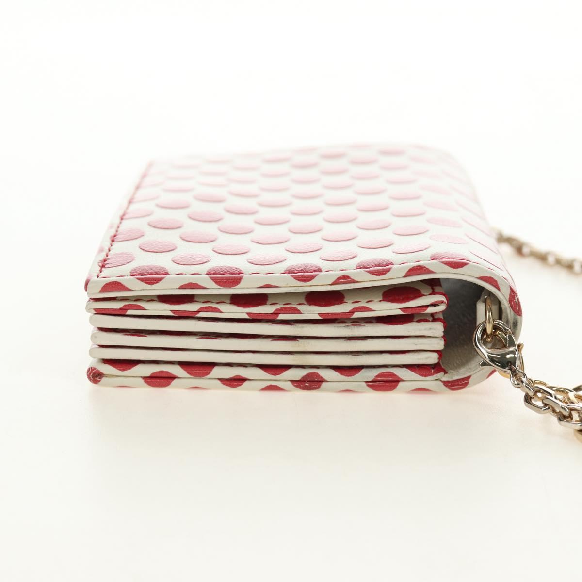 Christian Dior Chain Wallet Leather Red Gold Auth 190495M