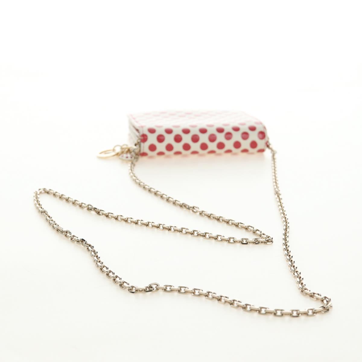Christian Dior Chain Wallet Leather Red Gold Auth 190495M
