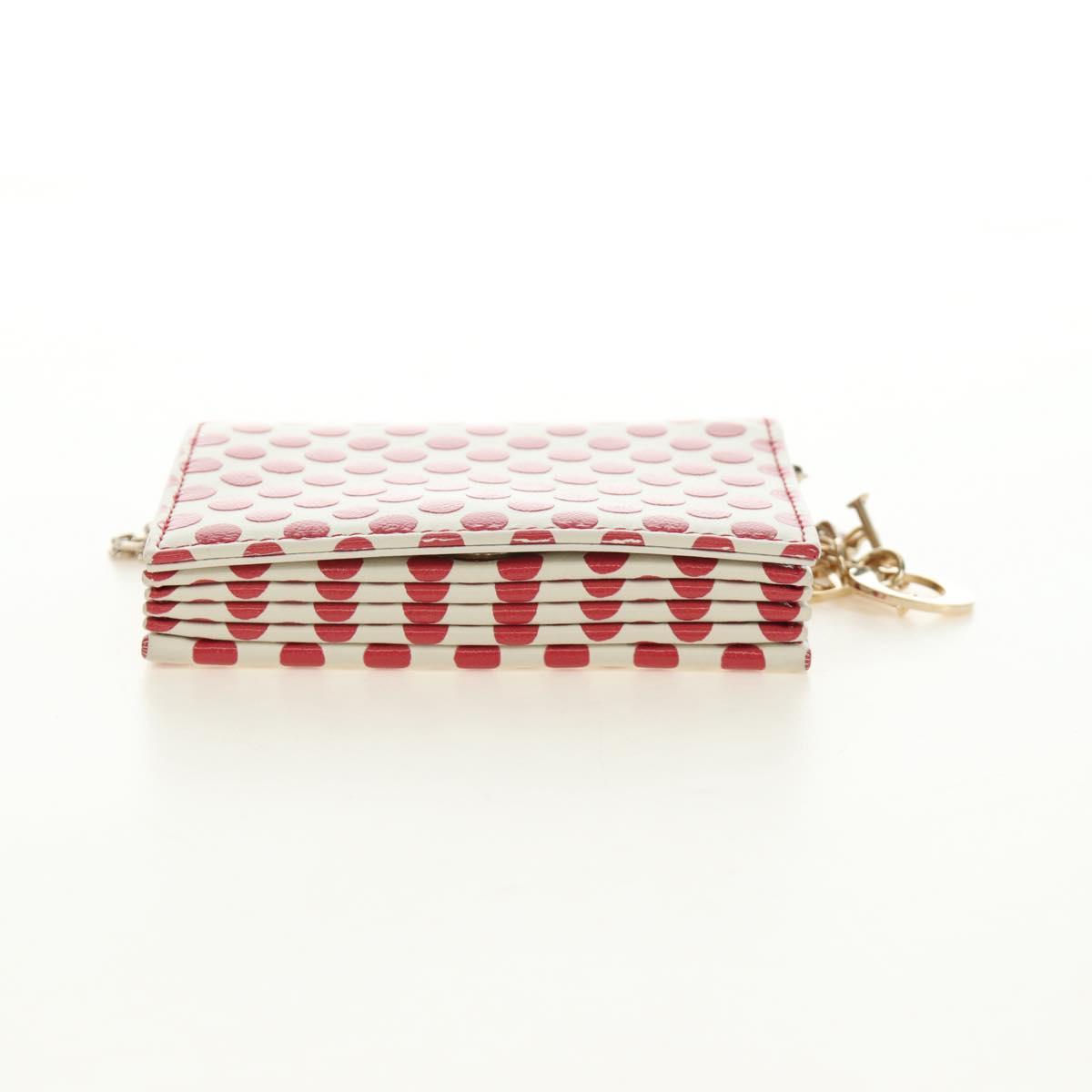 Christian Dior Chain Wallet Leather Red Gold Auth 190495M