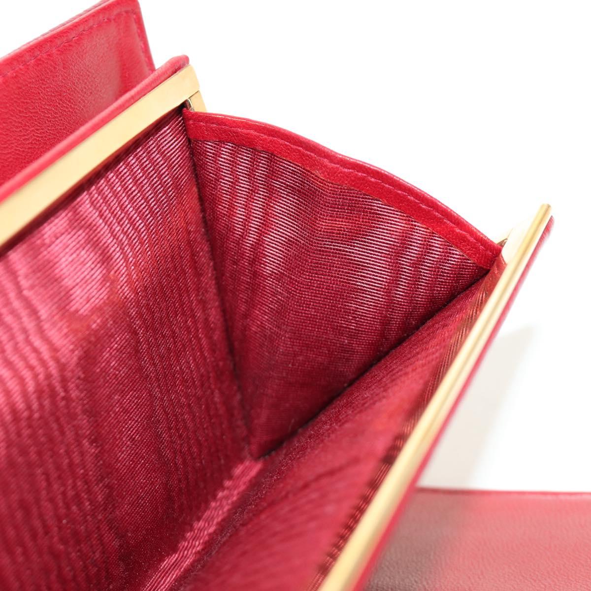 CHANEL COCO Mark Long Wallet Caviar Skin Red Gold CC Auth 190496M