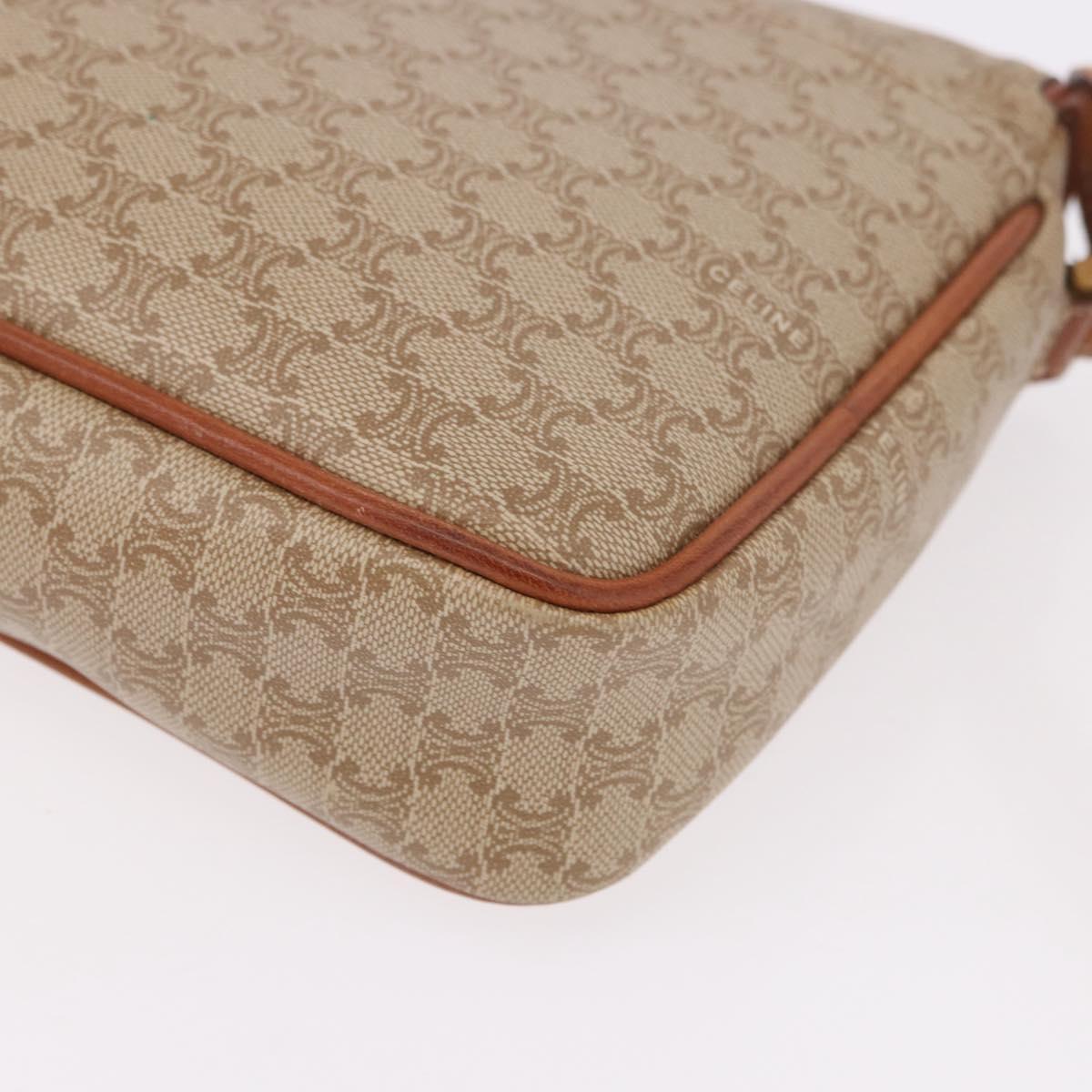 CELINE Macadam Canvas Shoulder Bag PVC Beige Gold Auth 190500