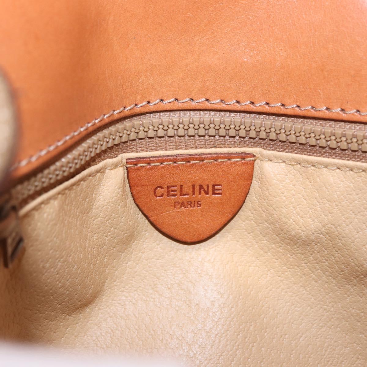 CELINE Macadam Canvas Shoulder Bag PVC Beige Gold Auth 190500