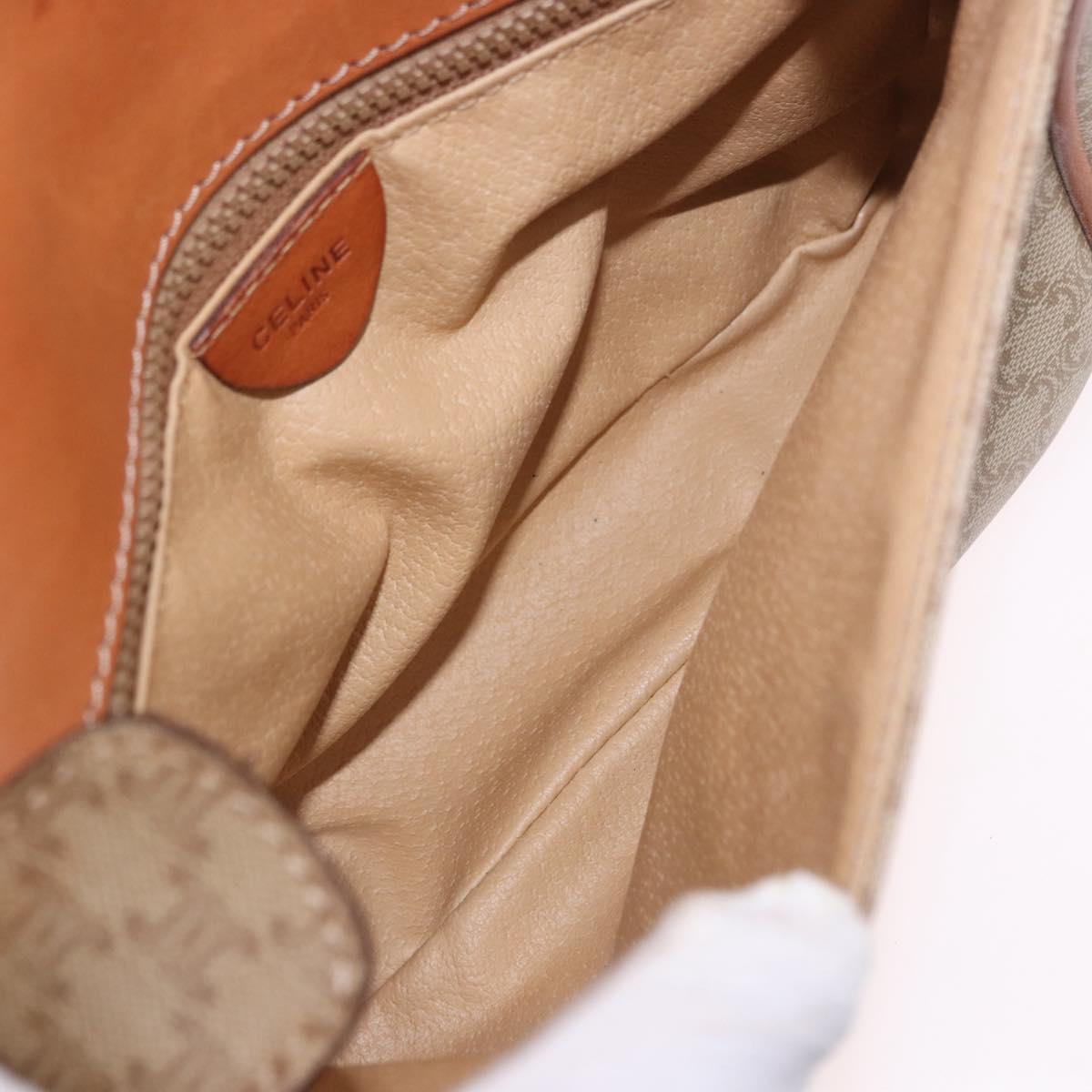 CELINE Macadam Canvas Shoulder Bag PVC Beige Gold Auth 190500