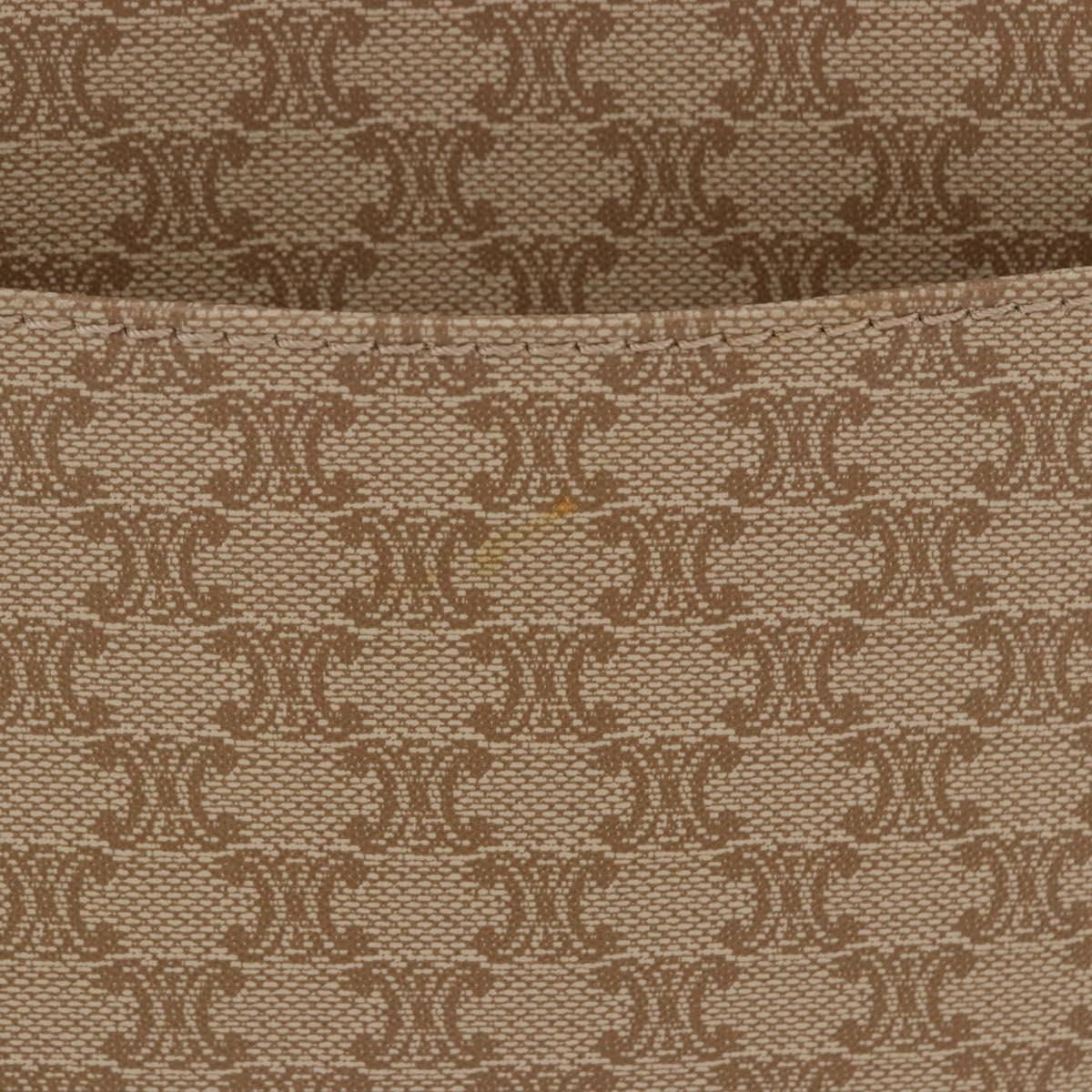 CELINE Macadam Canvas Shoulder Bag PVC Beige Gold Auth 190500