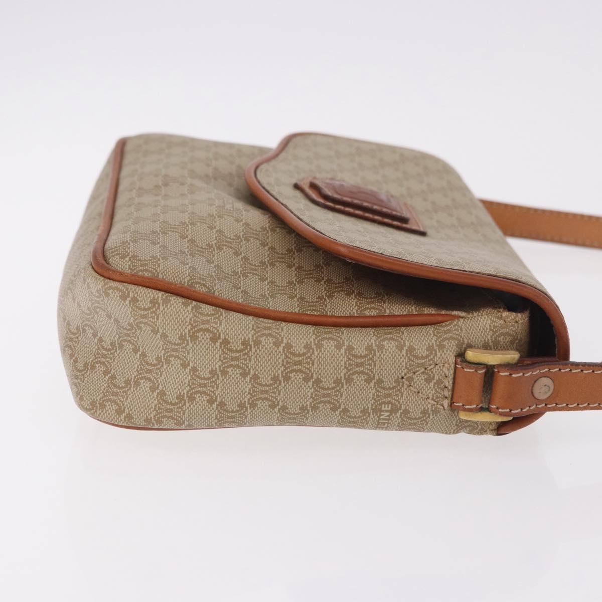 CELINE Macadam Canvas Shoulder Bag PVC Beige Gold Auth 190500