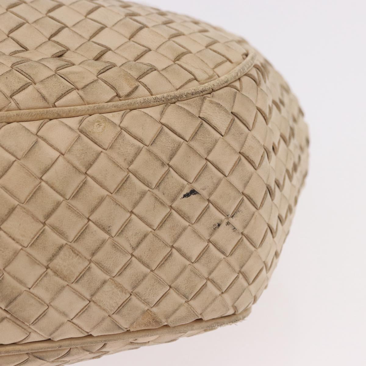 BOTTEGA VENETA INTRECCIATO Shoulder Bag Leather Ivory Gold Auth 190502