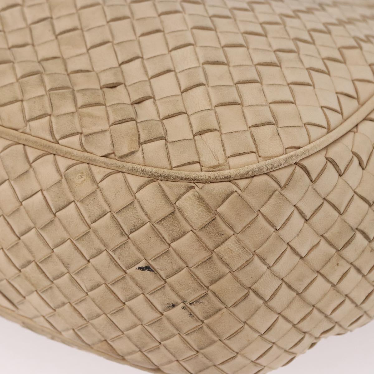BOTTEGA VENETA INTRECCIATO Shoulder Bag Leather Ivory Gold Auth 190502
