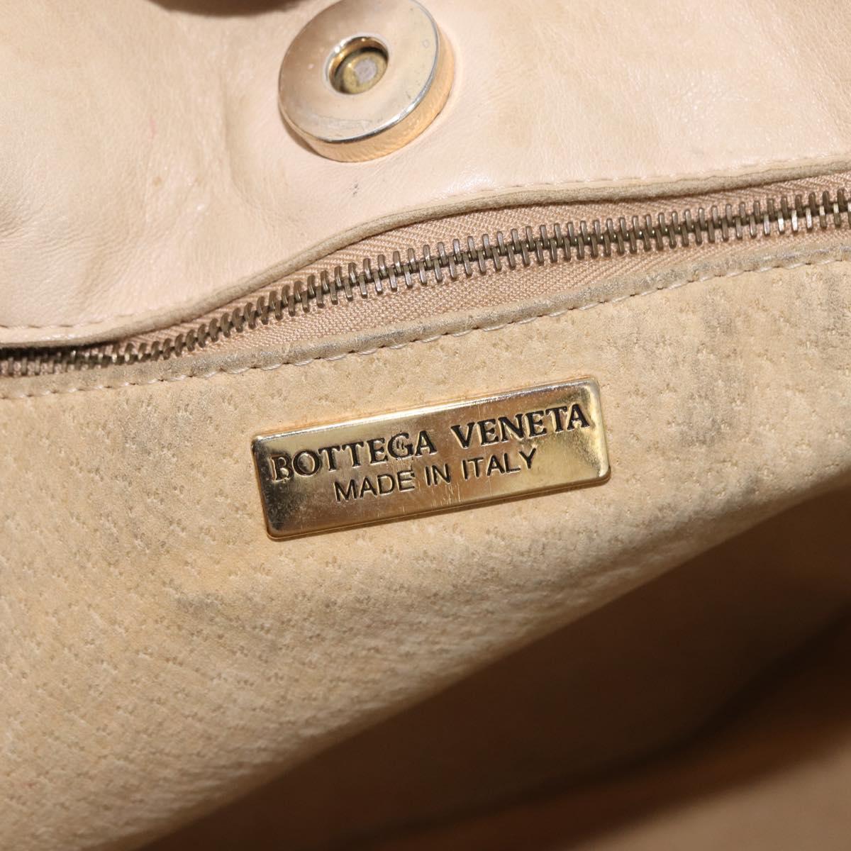 BOTTEGA VENETA INTRECCIATO Shoulder Bag Leather Ivory Gold Auth 190502