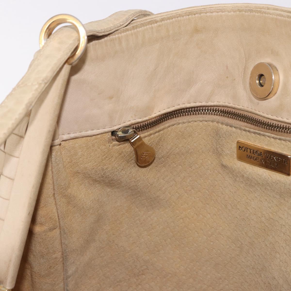 BOTTEGA VENETA INTRECCIATO Shoulder Bag Leather Ivory Gold Auth 190502