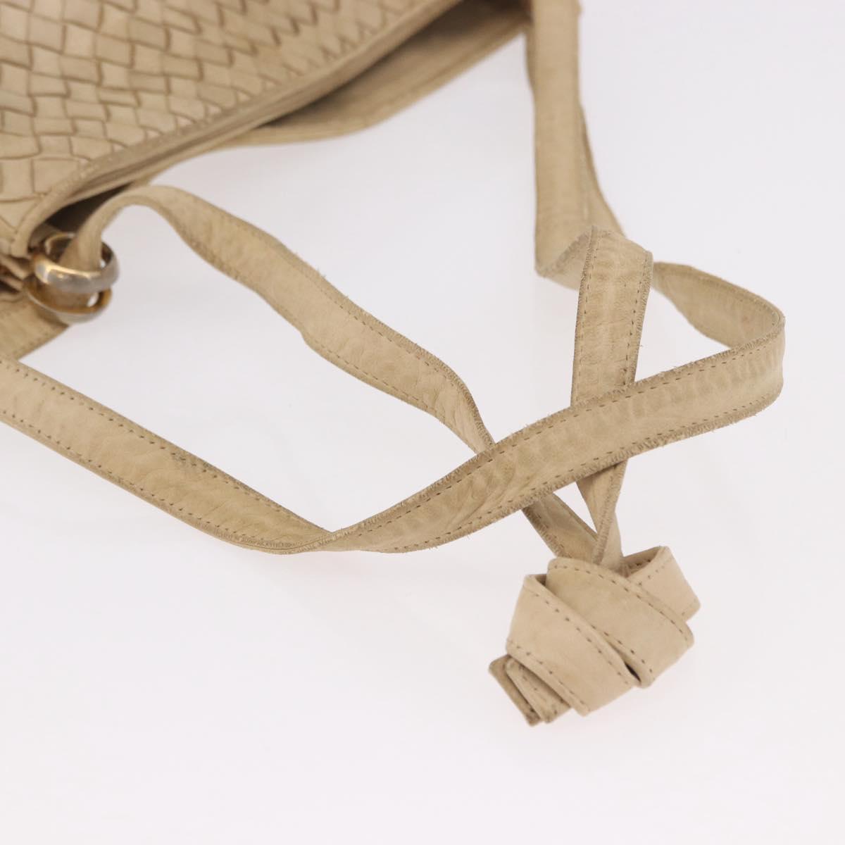 BOTTEGA VENETA INTRECCIATO Shoulder Bag Leather Ivory Gold Auth 190502