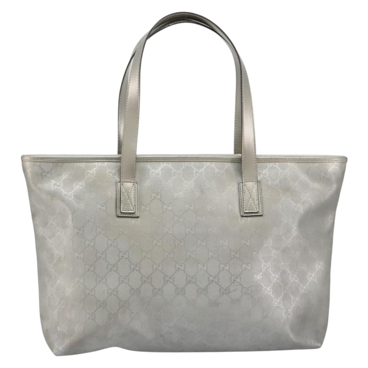 GUCCI GG implementation Tote Bag PVC Silver 211137 Auth 190504A