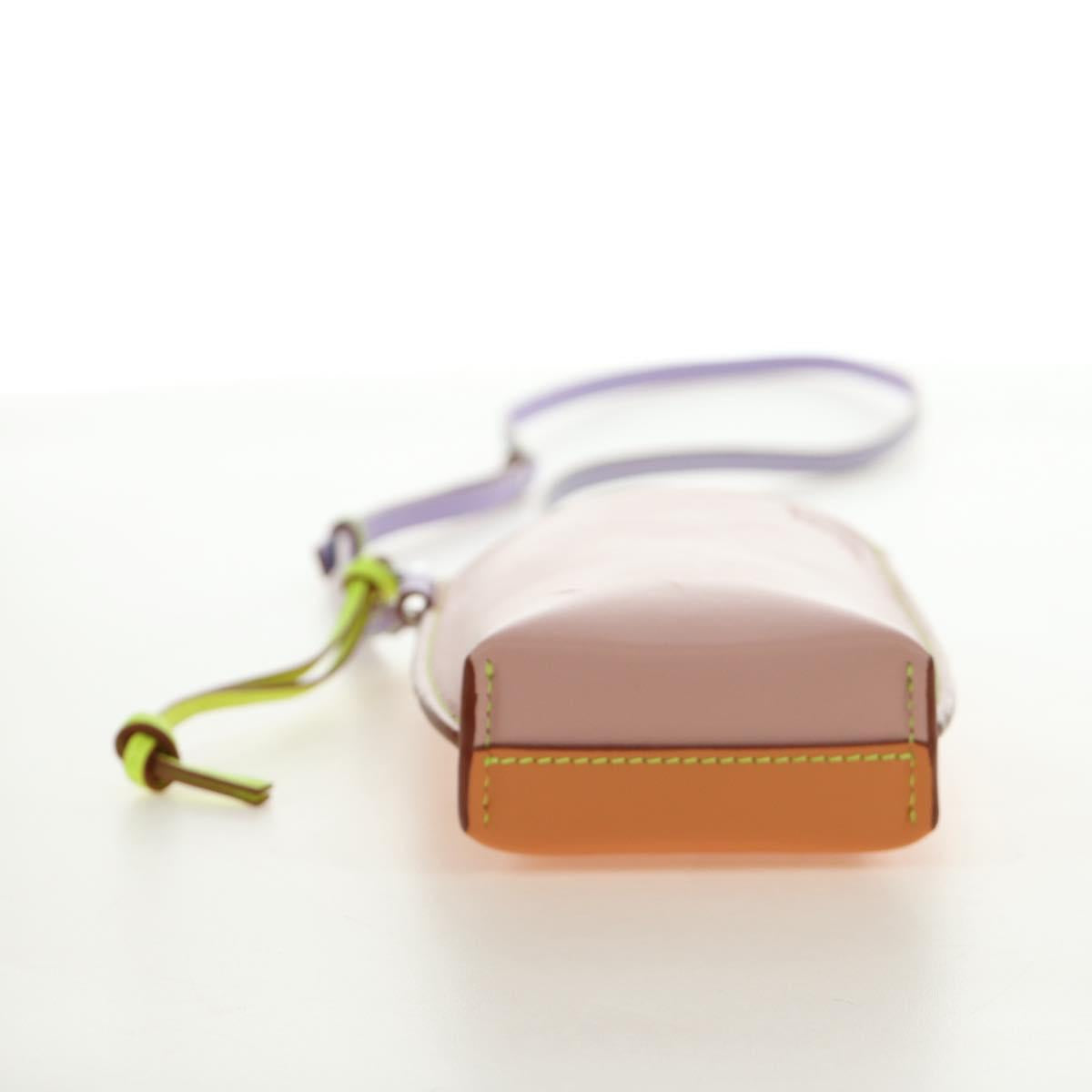 LOEWE Gate Bag Phone Holder Shoulder Bag Leather Pink Silver Auth 190506M