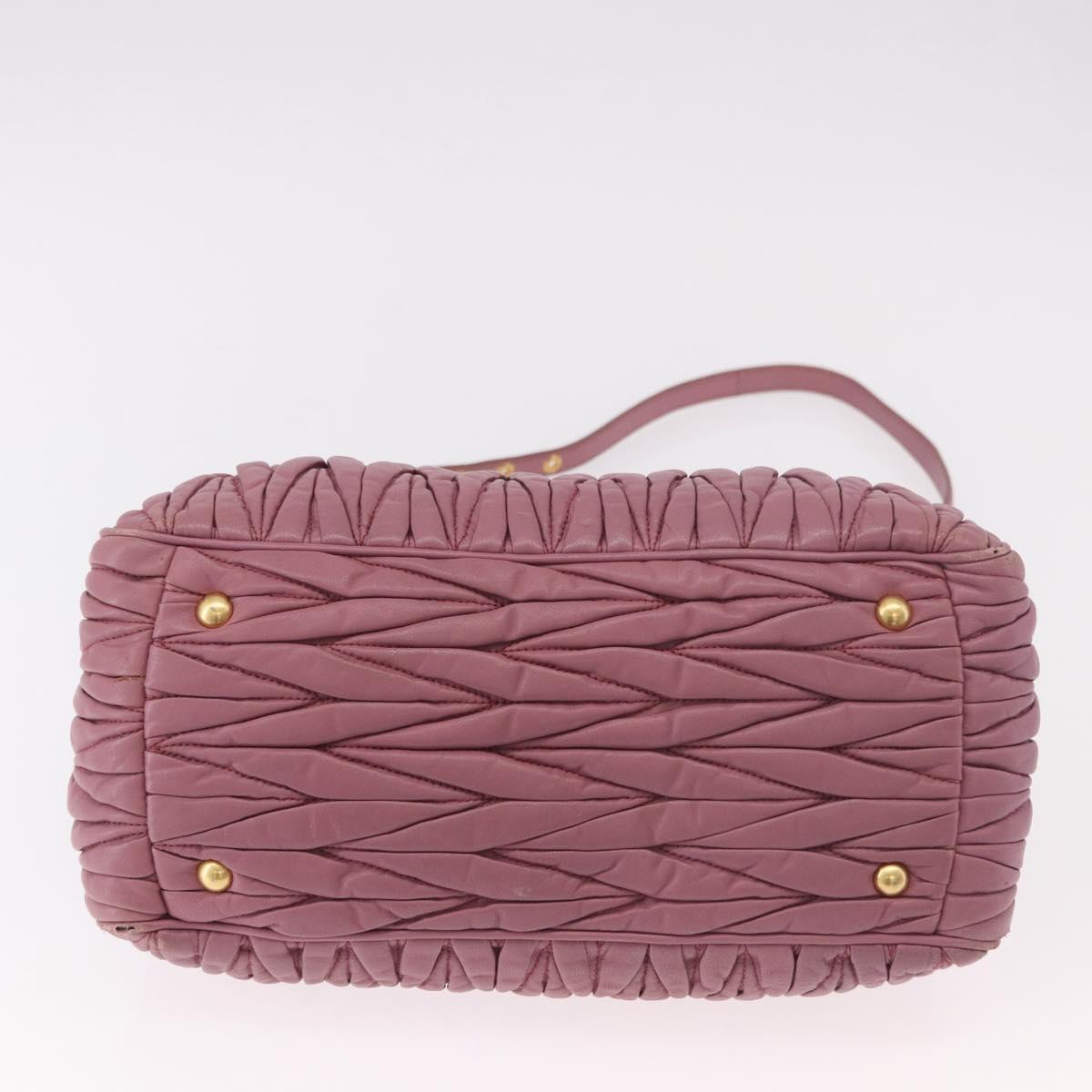 Miu Miu Matelasse Hand Bag Leather 2way Pink Gold Auth 190507A