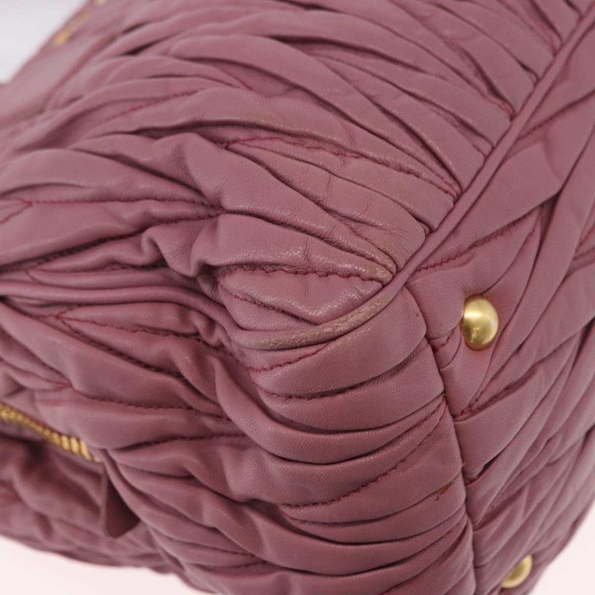 Miu Miu Matelasse Hand Bag Leather 2way Pink Gold Auth 190507A