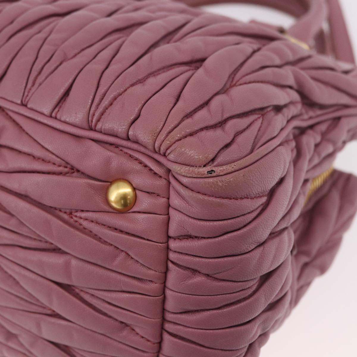 Miu Miu Matelasse Hand Bag Leather 2way Pink Gold Auth 190507A