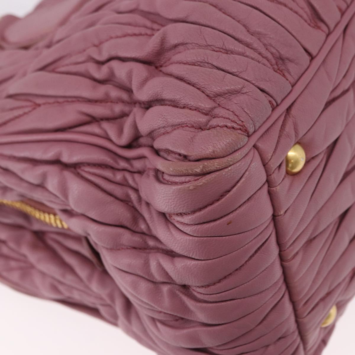 Miu Miu Matelasse Hand Bag Leather 2way Pink Gold Auth 190507A