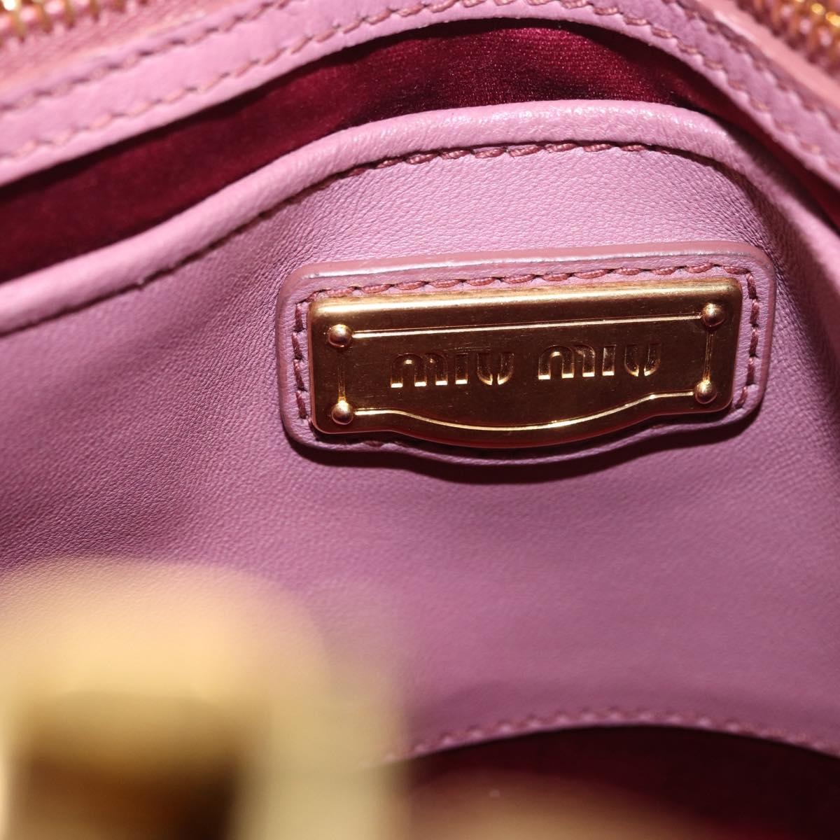 Miu Miu Matelasse Hand Bag Leather 2way Pink Gold Auth 190507A