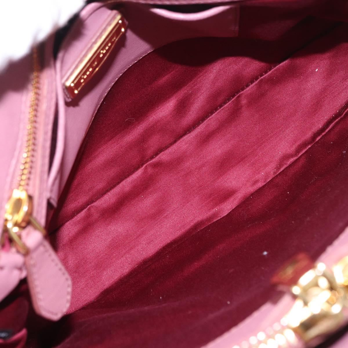 Miu Miu Matelasse Hand Bag Leather 2way Pink Gold Auth 190507A