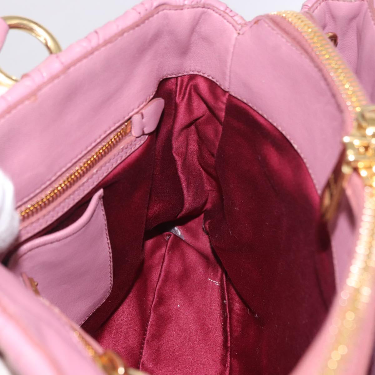 Miu Miu Matelasse Hand Bag Leather 2way Pink Gold Auth 190507A