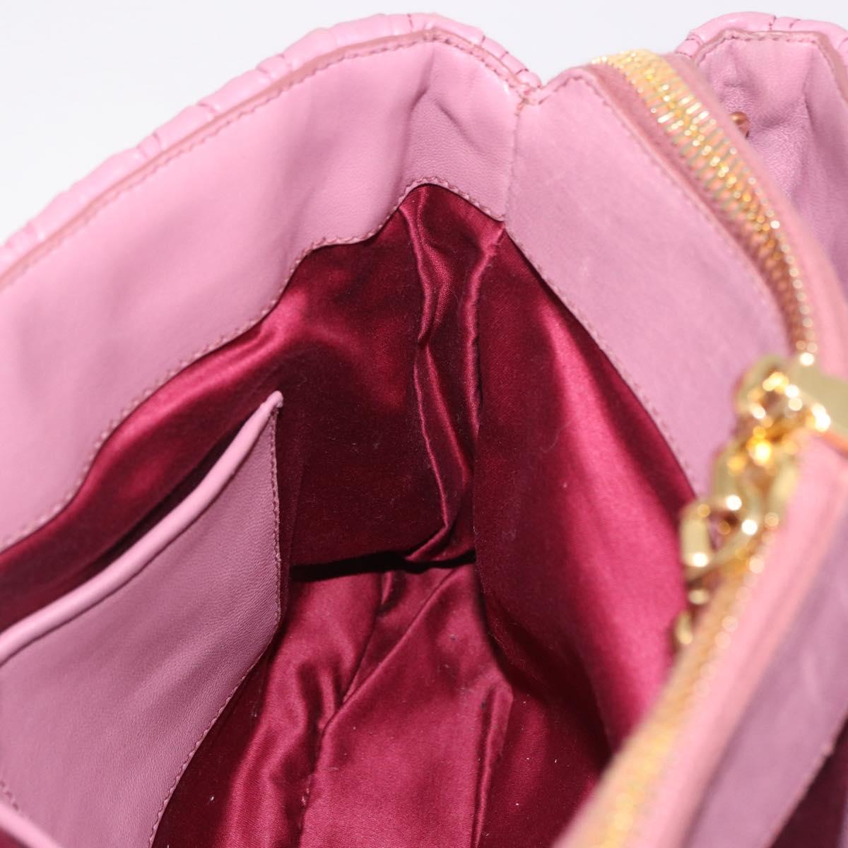 Miu Miu Matelasse Hand Bag Leather 2way Pink Gold Auth 190507A