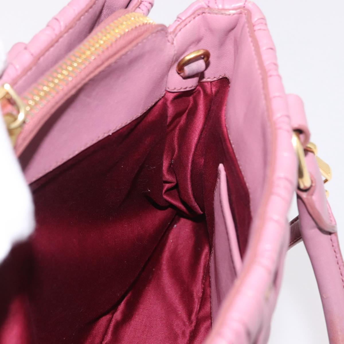 Miu Miu Matelasse Hand Bag Leather 2way Pink Gold Auth 190507A