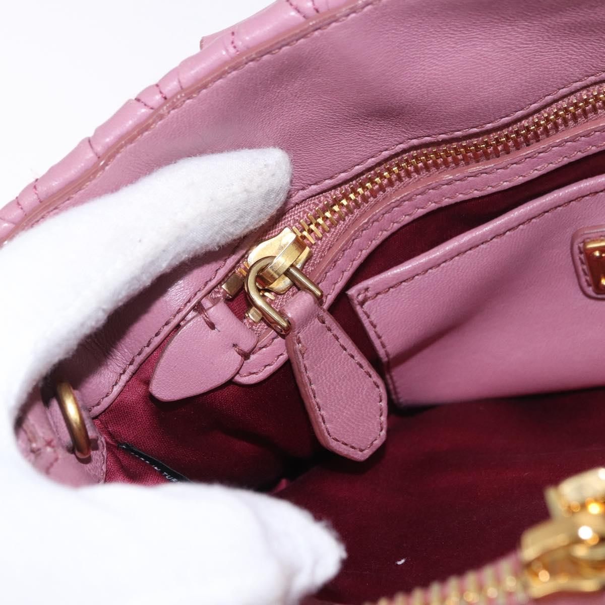 Miu Miu Matelasse Hand Bag Leather 2way Pink Gold Auth 190507A