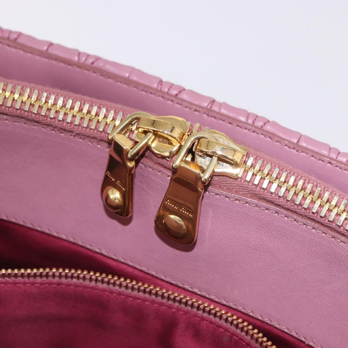 Miu Miu Matelasse Hand Bag Leather 2way Pink Gold Auth 190507A