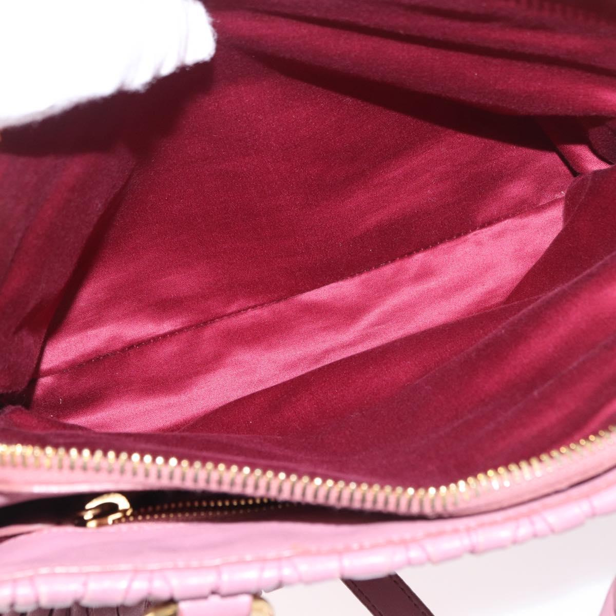 Miu Miu Matelasse Hand Bag Leather 2way Pink Gold Auth 190507A