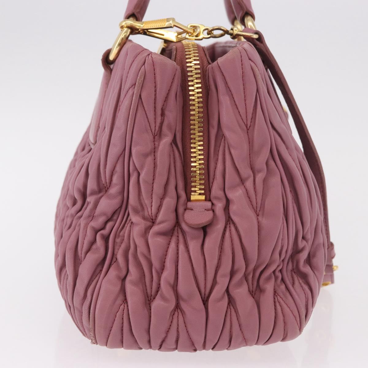 Miu Miu Matelasse Hand Bag Leather 2way Pink Gold Auth 190507A