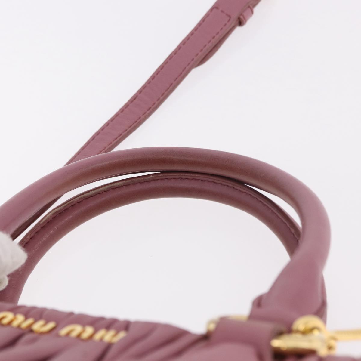 Miu Miu Matelasse Hand Bag Leather 2way Pink Gold Auth 190507A