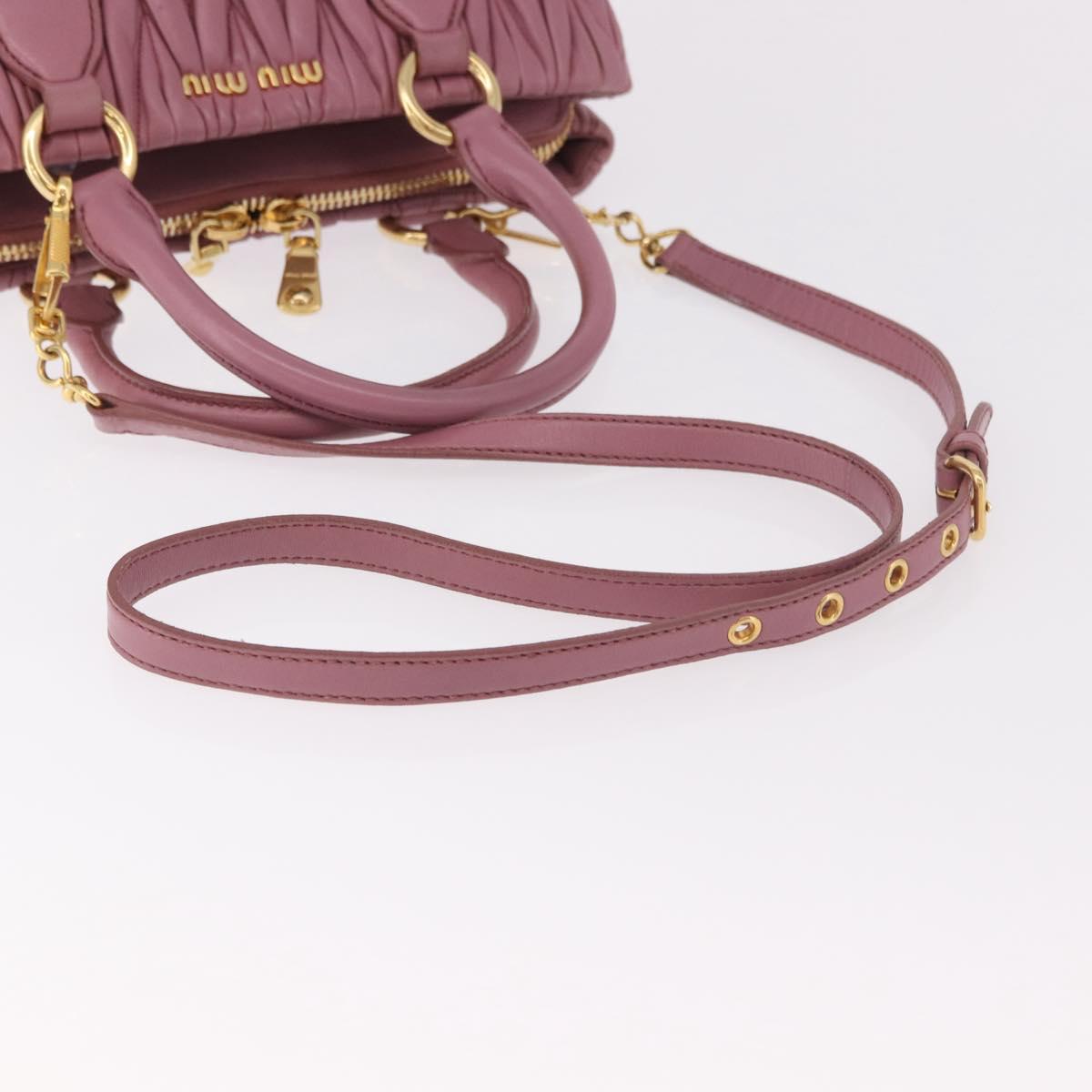 Miu Miu Matelasse Hand Bag Leather 2way Pink Gold Auth 190507A