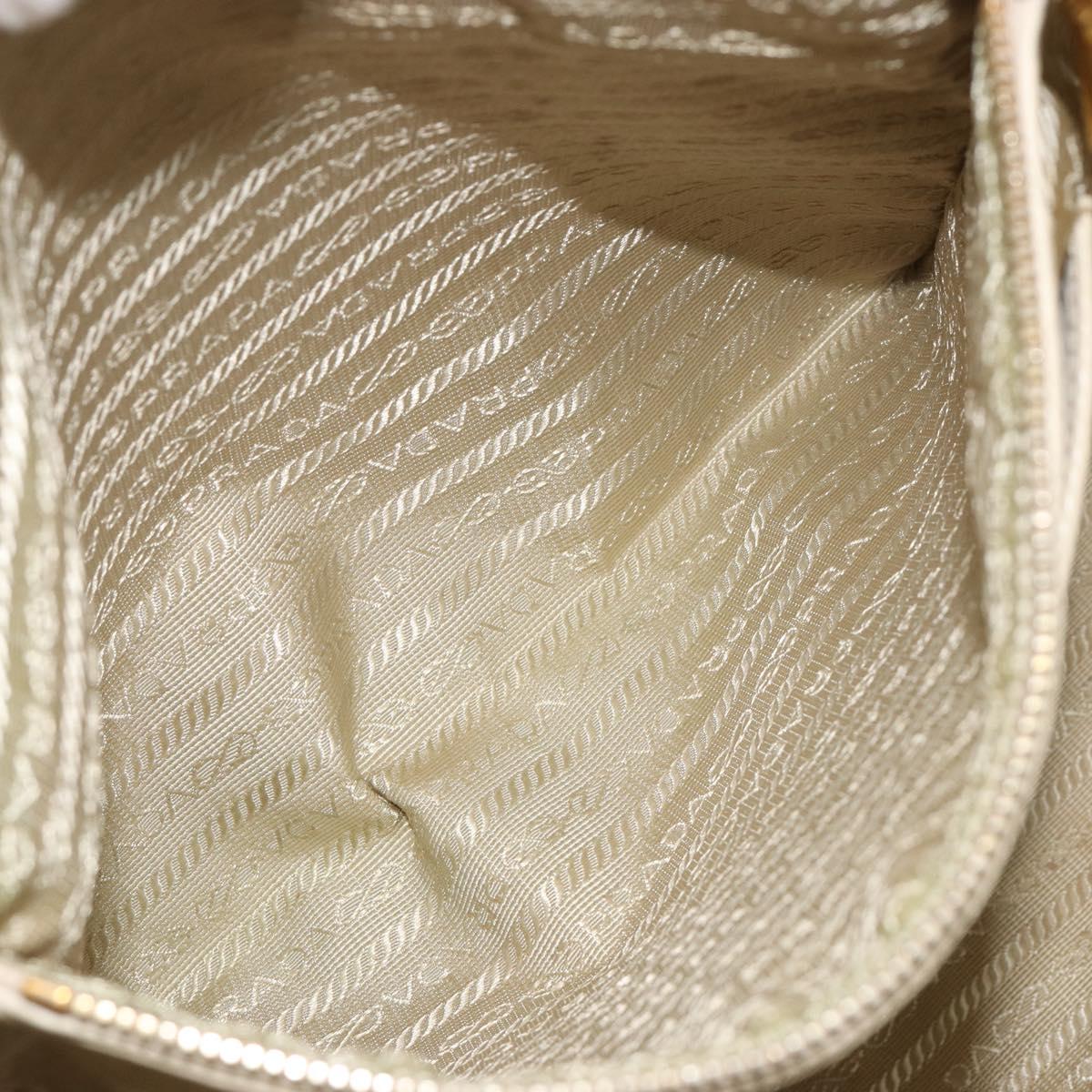 PRADA Hand Bag Vittero Dino Leather 2way White Gold Auth 190508A