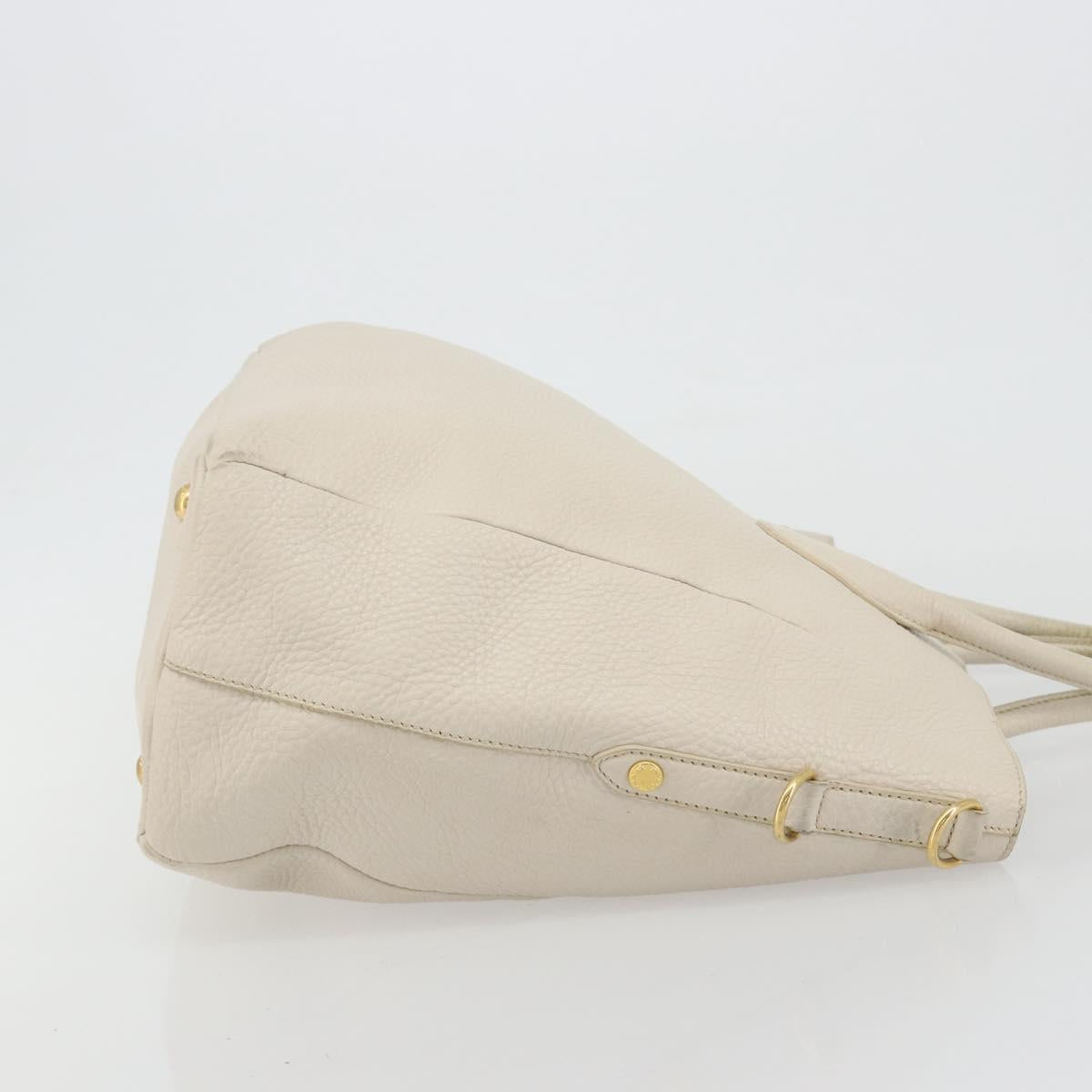 PRADA Hand Bag Vittero Dino Leather 2way White Gold Auth 190508A