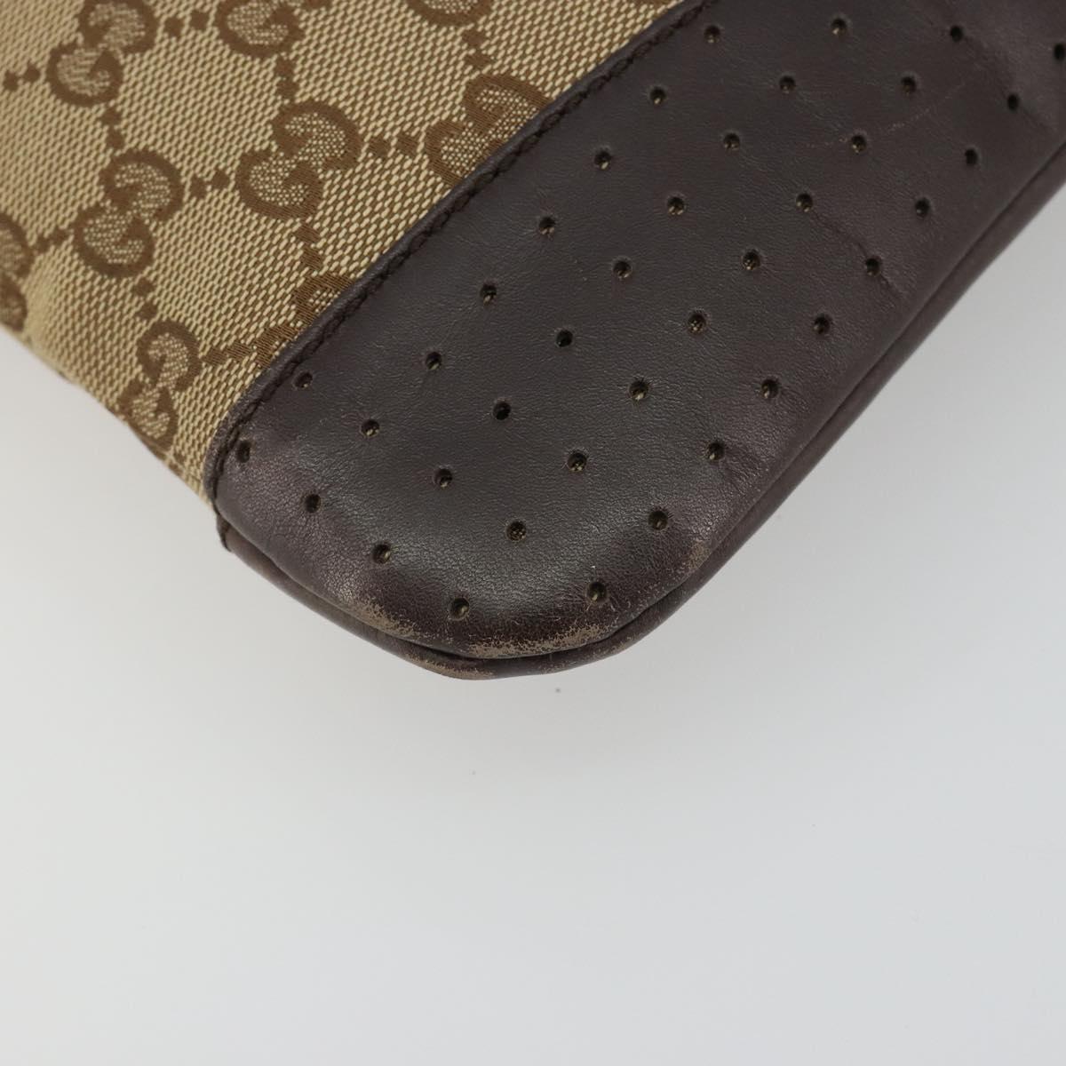 GUCCI GG Canvas Shoulder Bag Beige Silver 145857 Auth 190511A