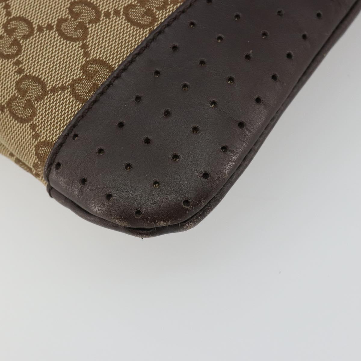 GUCCI GG Canvas Shoulder Bag Beige Silver 145857 Auth 190511A