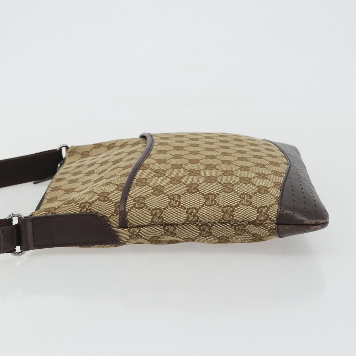 GUCCI GG Canvas Shoulder Bag Beige Silver 145857 Auth 190511A