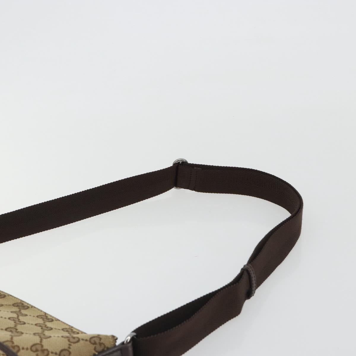 GUCCI GG Canvas Shoulder Bag Beige Silver 145857 Auth 190511A