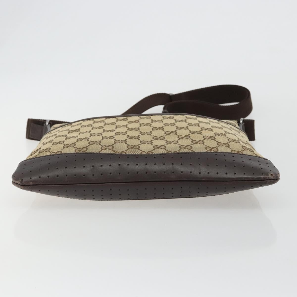 GUCCI GG Canvas Shoulder Bag Beige Silver 145857 Auth 190511A