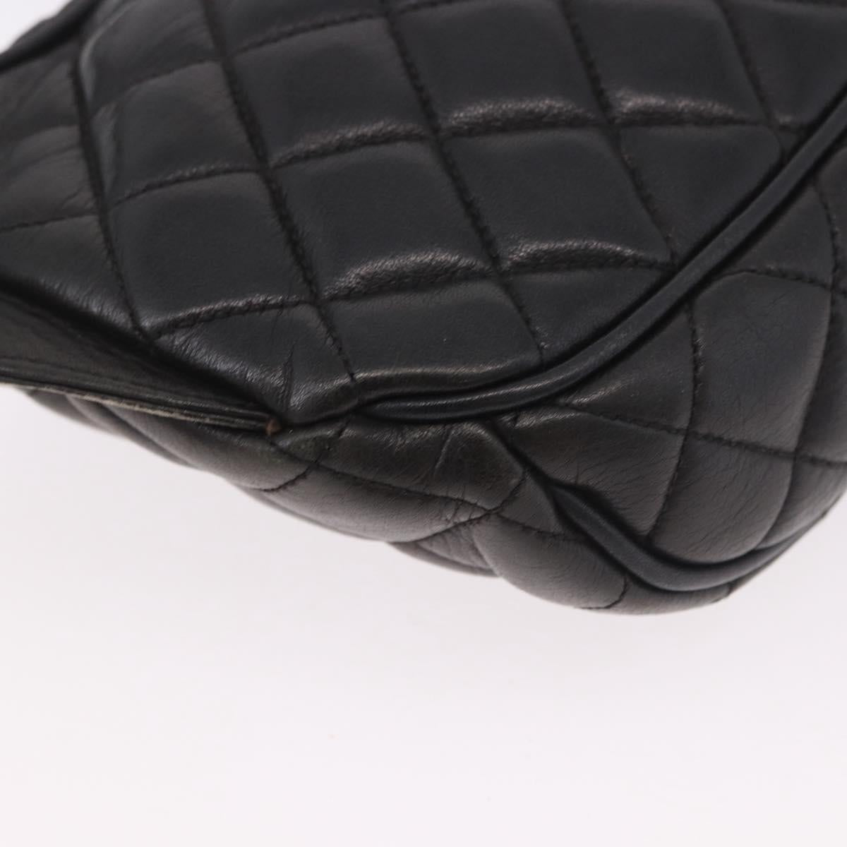 CHANEL Matelasse Body Bag Lamb Skin Black Gold CC Auth 190512