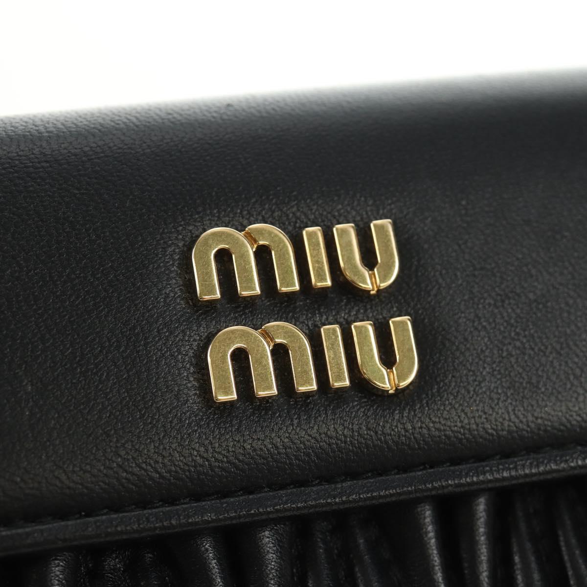 Miu Miu Matelasse Wallet Leather Black Gold Auth 190514M