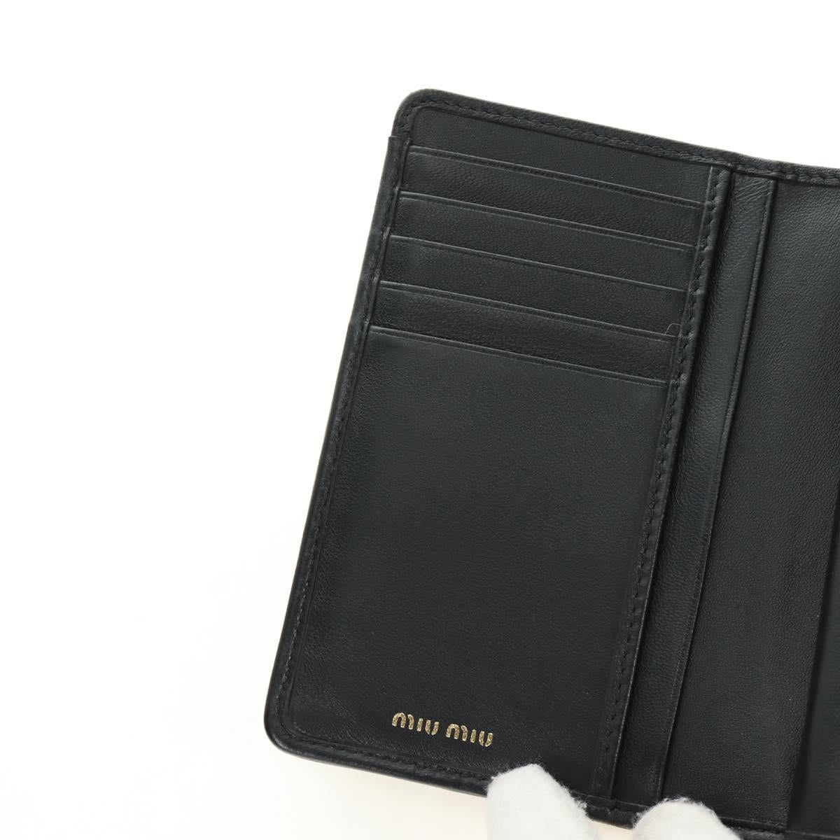 Miu Miu Matelasse Wallet Leather Black Gold Auth 190514M