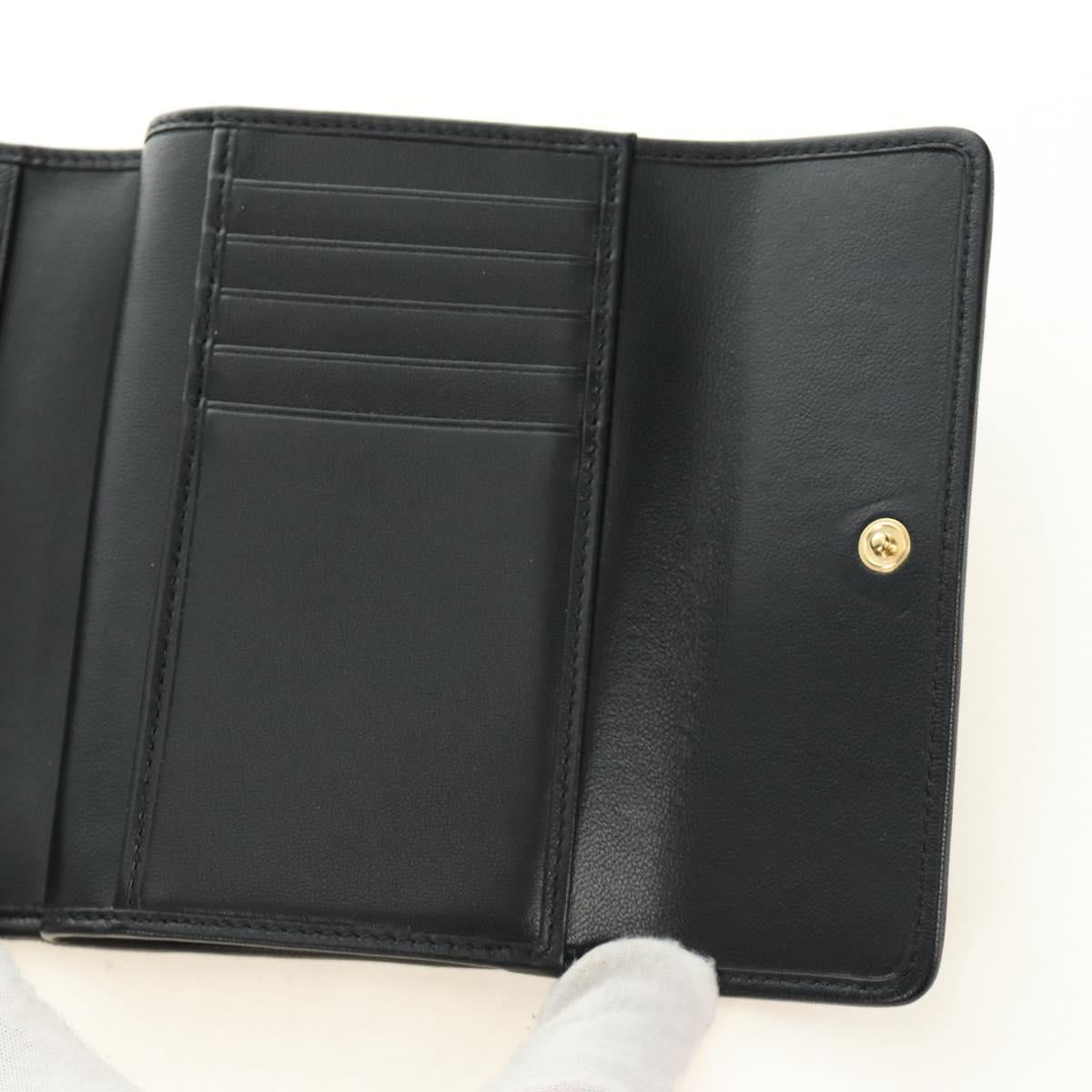 Miu Miu Matelasse Wallet Leather Black Gold Auth 190514M