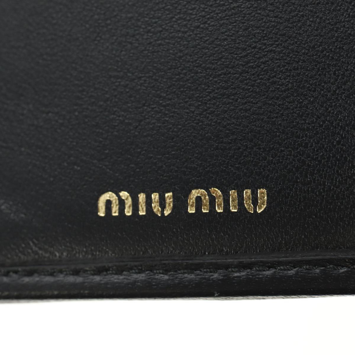 Miu Miu Matelasse Wallet Leather Black Gold Auth 190514M